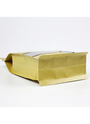 100-Pcs Kraft Paper Bag, Aluminum Foil Stand Up Pouches with Window MX-004 (L14 x W6 x H24)cm