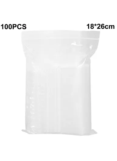 100-Pcs Clear Storage PE Bags Resealable Ziplock Sealing Pouches MX-054 (L18 x W26)cm