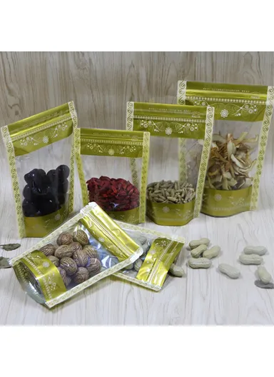 100Pcs Lace Pattern Clear Snack Storage Pouch 13C Sealing Bags MX-066 (L20 x W4.5 x H28)cm