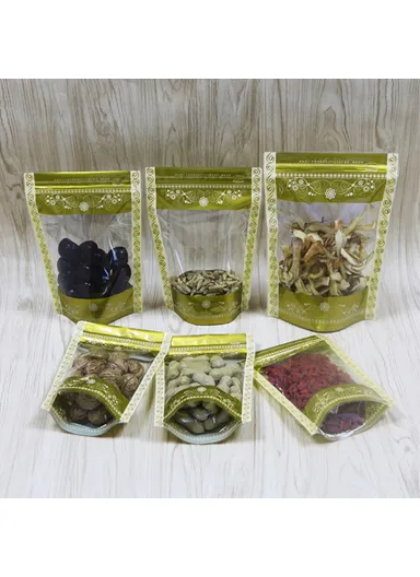 100Pcs Lace Pattern Clear Snack Storage Pouch 13C Sealing Bags MX-066 (L20 x W4.5 x H28)cm