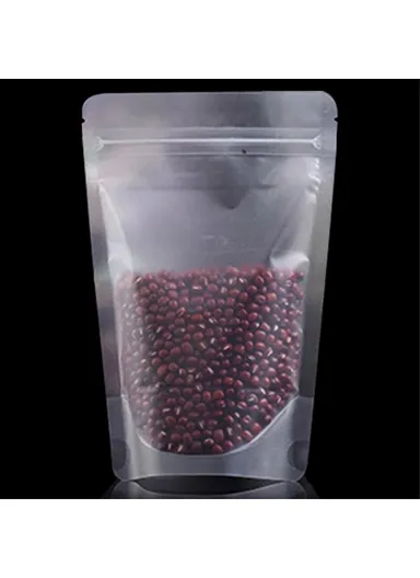 100Pcs 20C Resealable Storage Bags Clear Matte Stand Up Food Pouches MX-008 (L14 x W4 x H20)cm