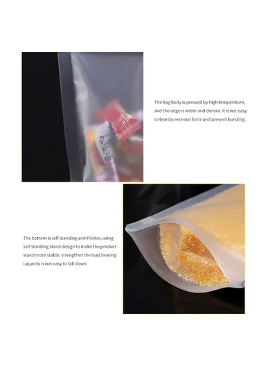 100Pcs 20C Resealable Storage Bags Clear Matte Stand Up Food Pouches MX-008 (L14 x W4 x H20)cm
