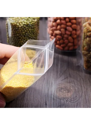100Pcs 16C Stand Up Pouch Bag, Clear Resealable Zip Lock Food Storage Bags MX-010 (L20 x W5 x H30)cm