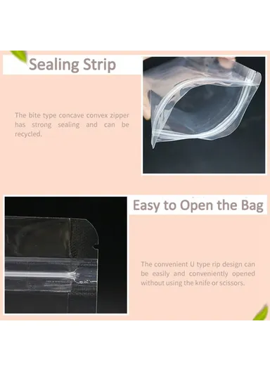 100Pcs 16C Stand Up Pouch Bag, Clear Resealable Zip Lock Food Storage Bags MX-010 (L20 x W5 x H30)cm