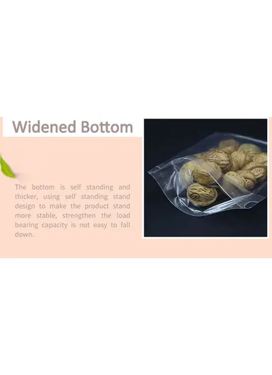 100Pcs 16C Stand Up Pouch Bag, Clear Resealable Zip Lock Food Storage Bags MX-010 (L20 x W5 x H30)cm