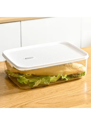 4250ml Fridge Organizer Food Storage Container Low Type Clear PET Box TY-59366 - L 