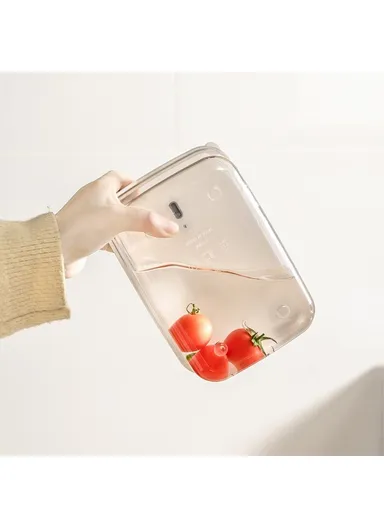 4250ml Fridge Organizer Food Storage Container Low Type Clear PET Box TY-59366 - L 