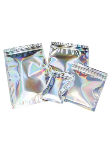 100-Pcs 14C Self-Sealing Bag Laser Film PET+CPP Food Storage Pouches MX-101 (W18 x H26)cm