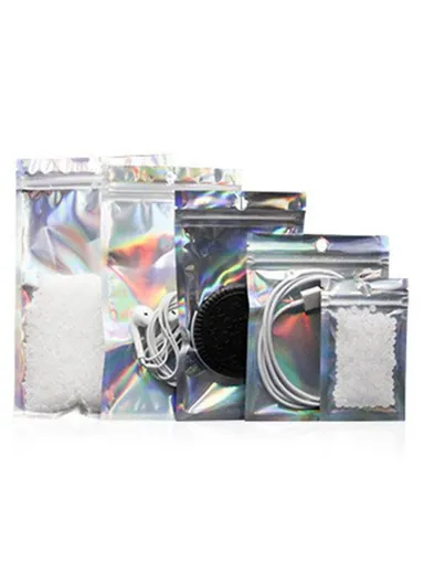 100-Pcs 14C Self-Sealing Bag Laser Film PET+CPP Food Storage Pouches MX-101 (W18 x H26)cm