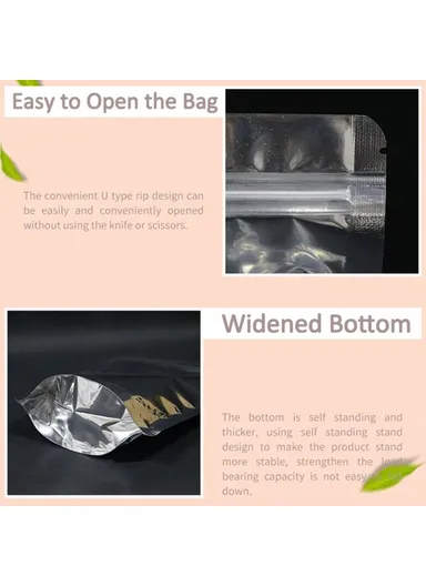 100Pcs Reusable Zipper Smell-Proof Lock Bag, Multi-Use 16C Aluminium Foil Stand Up Food Sotrage Pouches MX-009 (L16 x W4 x H24)cm