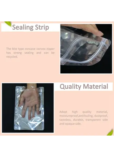100Pcs Reusable Zipper Smell-Proof Lock Bag, Multi-Use 16C Aluminium Foil Stand Up Food Sotrage Pouches MX-009 (L16 x W4 x H24)cm