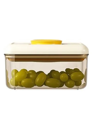 600ml Rectangular PS Airtight Container Push Button Grains Snacks Kitchen Food Storage Canister - Yellow