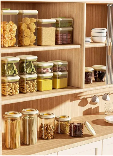 600ml Rectangular PS Airtight Container Push Button Grains Snacks Kitchen Food Storage Canister - Yellow