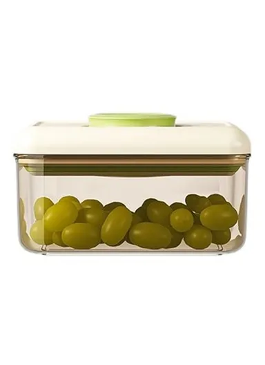 600ml Rectangular PS Airtight Container Push Button Grains Snacks Kitchen Food Storage Canister - Green