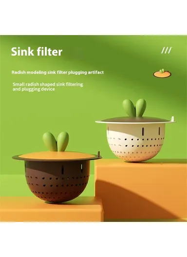 Carrot Shaped Silicone Sink Strainer Kitchen Drain Filter Basket Vegetable Washing Anti-Clog for Home - White
