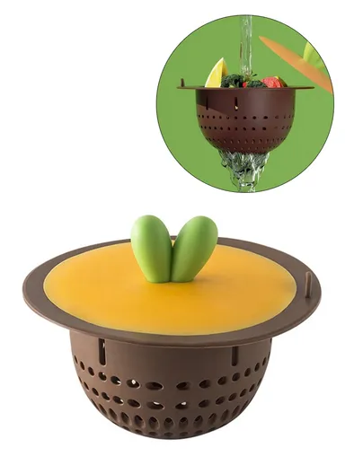 Carrot Shaped Silicone Sink Strainer Kitchen Drain Filter Basket Vegetable Washing Anti-Clog for Home - Dark Brown