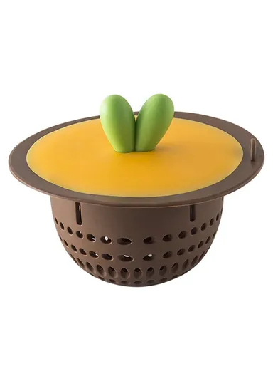 Carrot Shaped Silicone Sink Strainer Kitchen Drain Filter Basket Vegetable Washing Anti-Clog for Home - Dark Brown