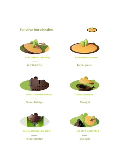 Carrot Shaped Silicone Sink Strainer Kitchen Drain Filter Basket Vegetable Washing Anti-Clog for Home - Dark Brown