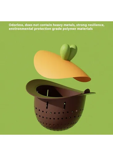 Carrot Shaped Silicone Sink Strainer Kitchen Drain Filter Basket Vegetable Washing Anti-Clog for Home - Dark Brown