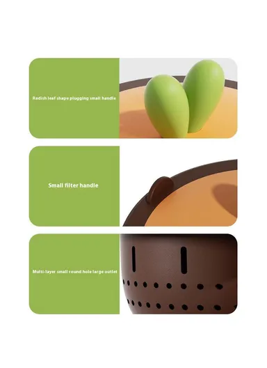 Carrot Shaped Silicone Sink Strainer Kitchen Drain Filter Basket Vegetable Washing Anti-Clog for Home - Dark Brown