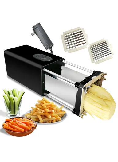 Automatic Electric French Fry Cutter Kitchen Potato Vegetable Slicer EU Plug - Black