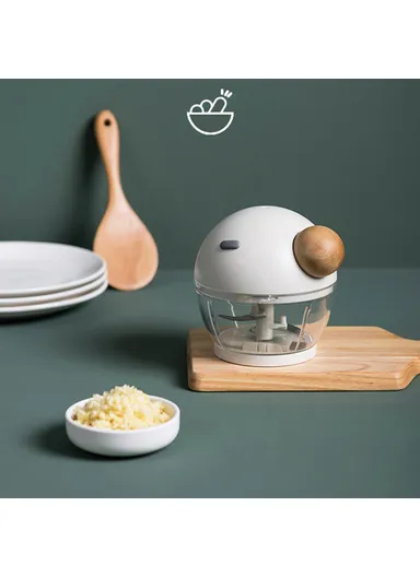 Garlic Press Mincer Pepper Chili Vegetable Meat Grinder Hand Pull Type Chopper Hand Powered Portable Food Processor - Light Green