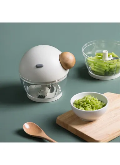 Garlic Press Mincer Pepper Chili Vegetable Meat Grinder Hand Pull Type Chopper Hand Powered Portable Food Processor - Light Green