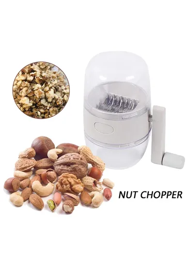 Manual Nut Chopper Grinder, Dried Fruit Crusher &amp; Peanut Masher (L10 x W15.5 x H15)cm - White