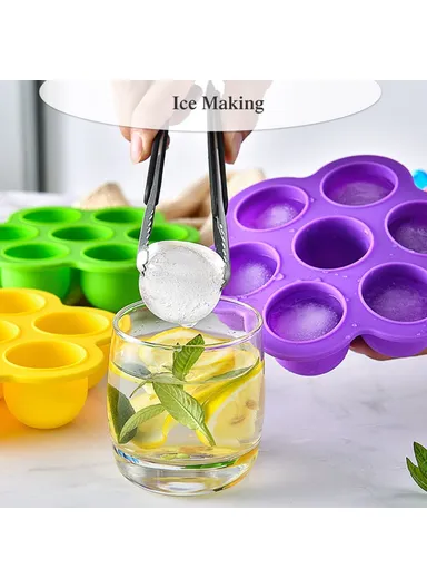7-Holes Microwave and Oven Safe Reusable Baking Ice Mold  Silicone Food Mold for Cake Bread Baking Utensils - Green