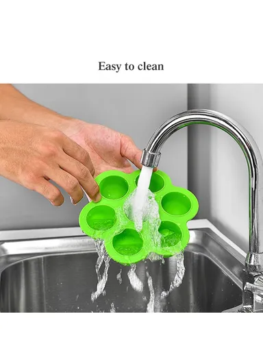 7-Holes Microwave and Oven Safe Reusable Baking Ice Mold  Silicone Food Mold for Cake Bread Baking Utensils - Green