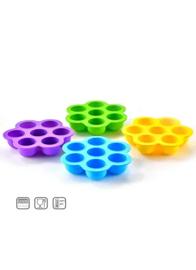 7-Holes Microwave and Oven Safe Reusable Baking Ice Mold  Silicone Food Mold for Cake Bread Baking Utensils - Green