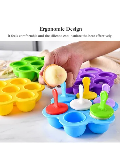 7-Holes Microwave and Oven Safe Reusable Baking Ice Mold  Silicone Food Mold for Cake Bread Baking Utensils - Green