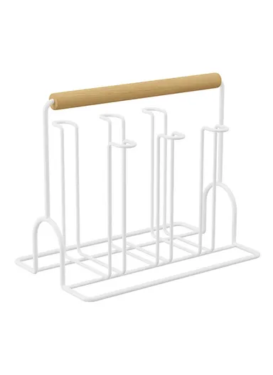 Iron Drying Rack Water Bottle Cup Coffee Mug Drying Drainer Stand - White
