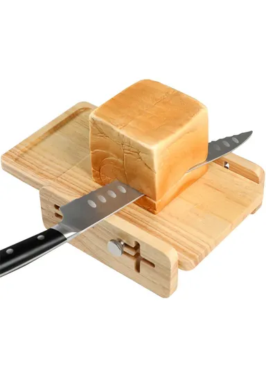 Adjustable Wooden Bread Slicer, Rack Home Kitchen Bread Slicer Tool (L27 x W18 x H6)cm