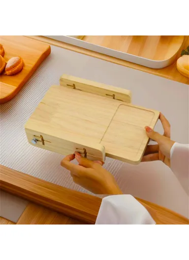 Adjustable Wooden Bread Slicer, Rack Home Kitchen Bread Slicer Tool (L27 x W18 x H6)cm