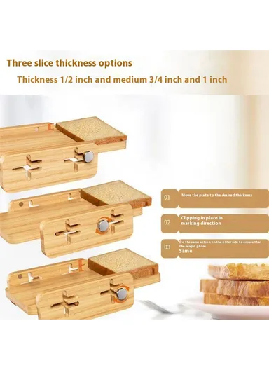 Adjustable Wooden Bread Slicer, Rack Home Kitchen Bread Slicer Tool (L27 x W18 x H6)cm