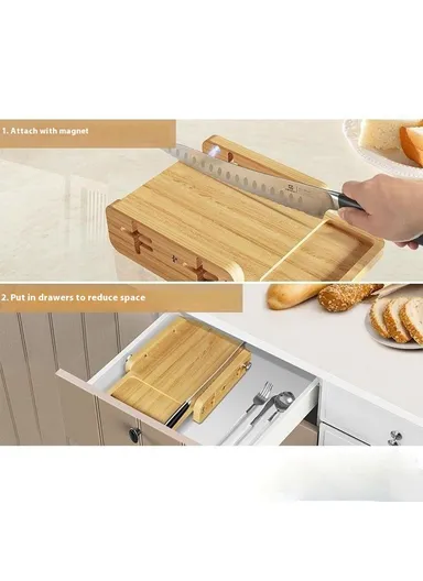 Adjustable Wooden Bread Slicer, Rack Home Kitchen Bread Slicer Tool (L27 x W18 x H6)cm