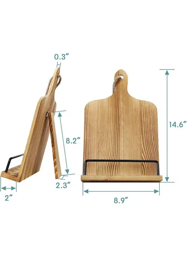 Kitchen Wooden Recipe Tablet Holder Restaurant Menu Stand Display Rack
