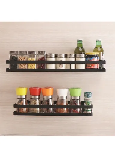 30cm Stainless Steel Seasoning Bottle Rack Organizer, Spice Gripper Bottle Jar Rack Holder Storage Hanger (L30 x W12.5 x H7)cm