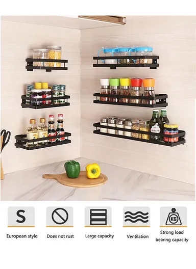 30cm Stainless Steel Seasoning Bottle Rack Organizer, Spice Gripper Bottle Jar Rack Holder Storage Hanger (L30 x W12.5 x H7)cm