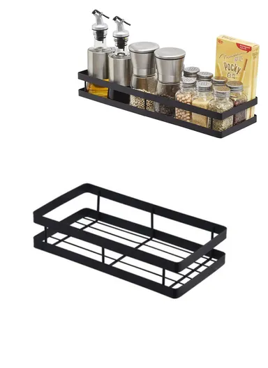 25cm Stainless Steel Seasoning Bottle Rack Organizer, Spice Gripper Bottle Jar Rack Holder Storage Hanger (L25 x W12.5 x H7)cm