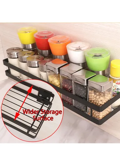 20cm Stainless Steel Seasoning Bottle Rack Organizer, Spice Gripper Bottle Jar Rack Holder Storage Hanger (L20 x W12.5 x H7)cm