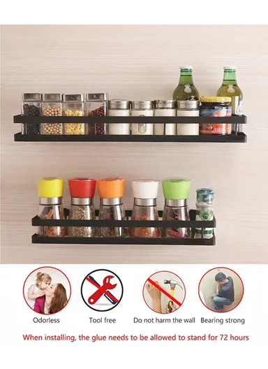 20cm Stainless Steel Seasoning Bottle Rack Organizer, Spice Gripper Bottle Jar Rack Holder Storage Hanger (L20 x W12.5 x H7)cm