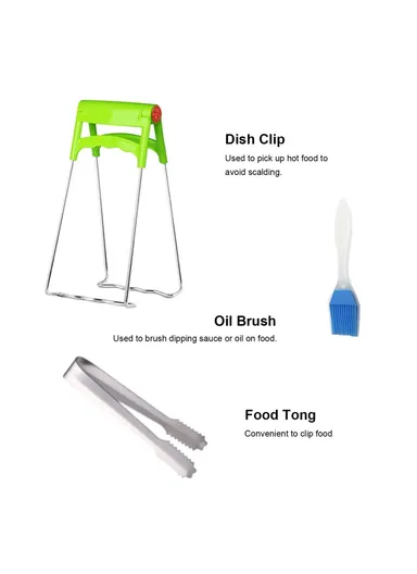 10-Pcs Set Air Fryer Accessory Kit for 3.2QT-5.8QT Air Fryer Frying Baking Pan Rack Pizza Tray Pot Metal Holder Set - 8-inch