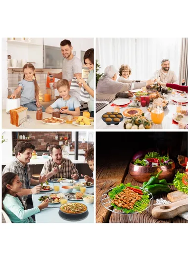 10-Pcs Set Air Fryer Accessory Kit for 3.2QT-5.8QT Air Fryer Frying Baking Pan Rack Pizza Tray Pot Metal Holder Set - 8-inch