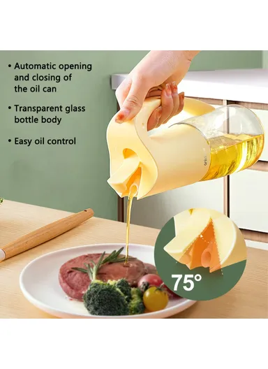 500ml High Borosilicate Glass Oil Storage Bottle Kitchen Pouring Oil Bottle - Yellow