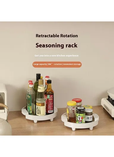 Expandable Kitchen Spice Rack Organizer, Multi-Purpose Turntable Storage Holder (D25-31 x H5.5)cm