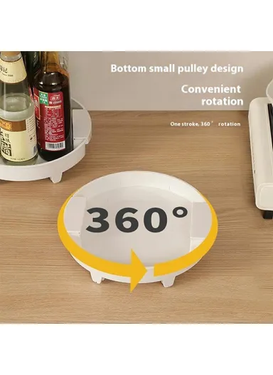 Expandable Kitchen Spice Rack Organizer, Multi-Purpose Turntable Storage Holder (D25-31 x H5.5)cm