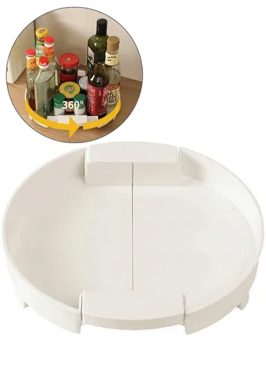 Expandable Kitchen Spice Rack Organizer, Multi-Purpose Turntable Storage Holder (D25-31 x H5.5)cm
