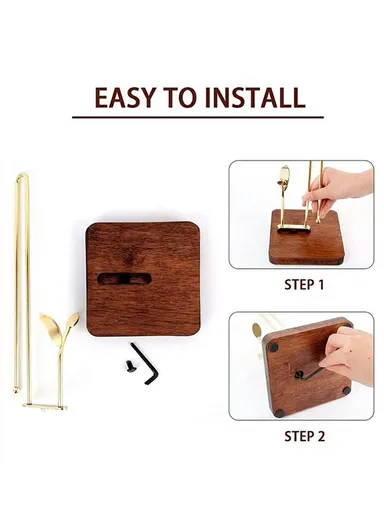 Square Wooden Base Roll Paper Holder Stand Kitchen Vertical Cling Film Storage Rack CYF-077